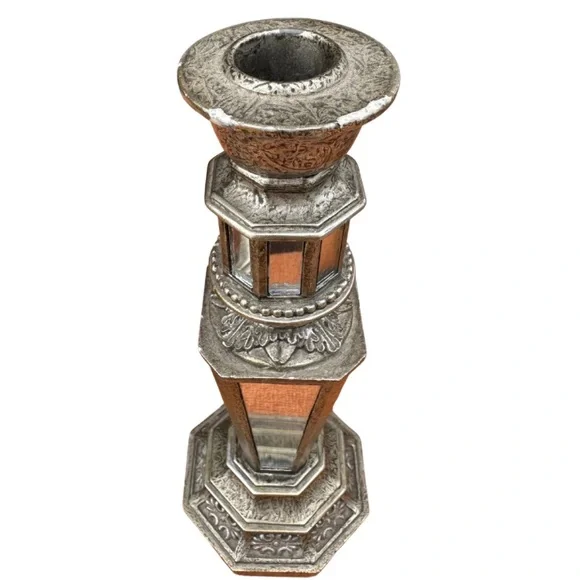 Elegant Silver and Mirror Candlestick Set - Picture 5 of 5